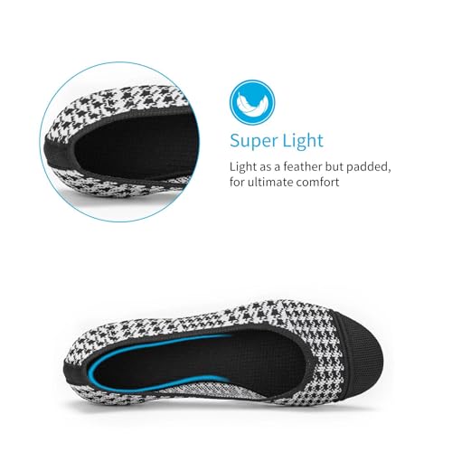 Image of Frank Mully Women's Ballet Flat Shoes Knit Dress Shoes Round Toe Slip On Ballerina Flats for Woman Low Wedge Comfort Soft