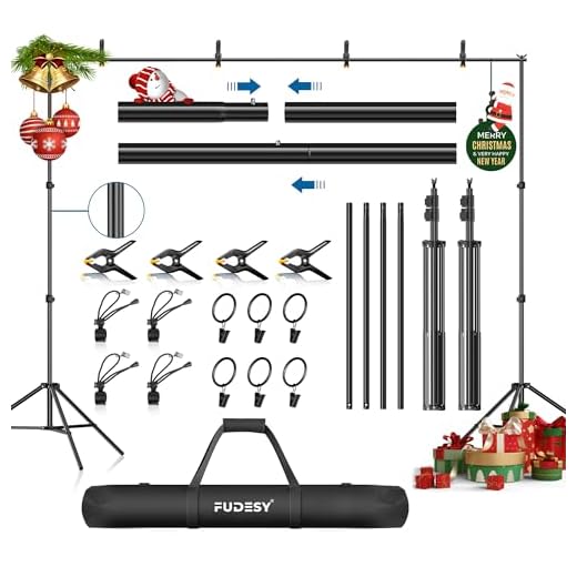 FUDESY Backdrop Stand 7x10Ft Adjustable Photography Background Support System Kit for Photo Video Studio with Carry Bag,Spring Clamps