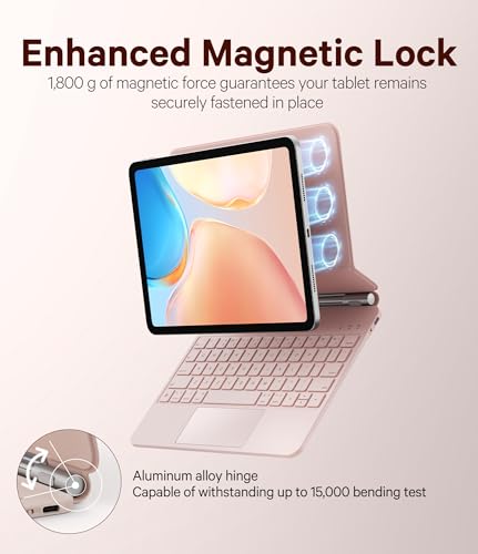 Image of GreenLaw for iPad 11th(A16,2025) /10th(2022) Generation Case with Keyboard, Magic-Style Keyboard Stand, 7 Color Backlit, Stain-Resistant Surface, Multi-Touch Trackpad, Blush Pink