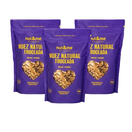 Nueces peladas 450g nut&me | Keto | Fuente de hierro | Alto en fibra | Sin aditivos | Sin gluten | Snack saludable | Pack 3 x 150g