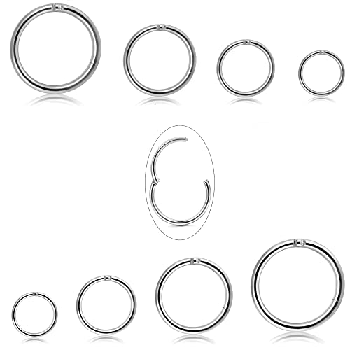 Dimaday 8PCS Boucles d'oreilles Anneau en Acier Inoxydable Nez Anneaux Septum Piercing Cartilage 16G pour Hommes Femmes Set de Bijoux pour Piercing de Nez Helix Septum Anneau Couch Daith Lip Tragus Cover