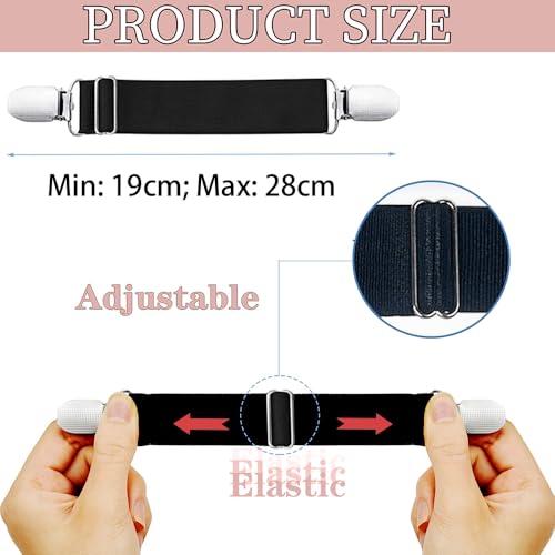 Image of Obtheleg 2pcs Pant Waist Tightener, Adjustable Hip Elastic Belt Band Cinch Clip, No Sew Removable Belt Loops For Men Women Kids For Jeans Pants Shirt Dress Boot - 2.5 * 20cm