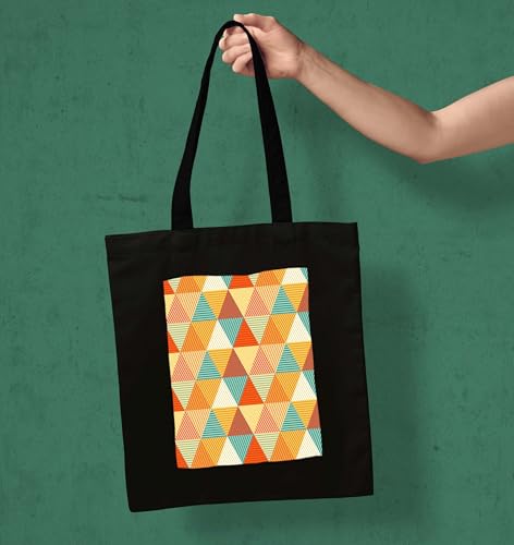 Image of ZORI Black Tote Bag With Pocket Printed Designed Canvas Tote Bags For Women large capacity,Tote bag For Shopping, College, Travel, More Canvas Handbag For Unisex Bag
