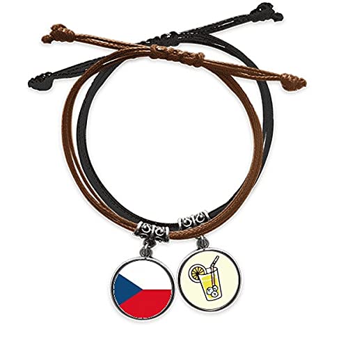 Bracelet République Tchèque en Cuir Cadeau Symbolique pour Passionné d'Europe