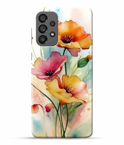Image of Printed Hard Back Case Cover & Compatible for Samsung Galaxy A73 5G / Samsung A73 5G | Flower Painting Art (Multicolor) - D1187