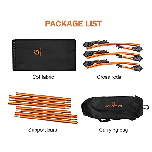 G2 Go2Gether Foldable 4Lbs Camping Cot, Durable Travel Tent Cot, Ultralight For Backpacking, Summer Hiking, Mountaineering, Easy To Use For Woman & Man, Comes With Storage Bag #TOP2