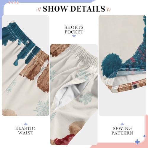 Winter Poodle Snowflake Boys Long Pants Soft Trousers Elastic Waist Kids Lounge Bottoms with Pockets S-XL4