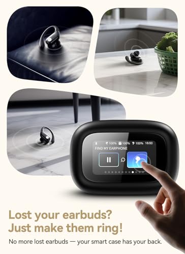 Wireless Earbuds, ENC Noise Cancelling Sport Ear Buds with Multifunctional Touch Screen, Bluetooth 5.4 Headphones, Bass Stereo Sound, 5 EQ Over The Ear Earbuds for Sports/Workout/Gym-Black