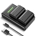 NEEWER Confezione da 2 batterie LP-E6P/LP-E6NH/LP-E6N da 2200 mAh e caricabatterie doppio USB, compatibili SOLO con Canon EOS R5/R6/R7 5D/6D/7D/60D/70D/80D/90D