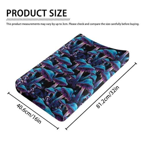Image of Murshroom Trippy Baby Changing Pad Cover Infant Newborn Diaper Table Change Mat Sheet Cover Cattle Floral Changing Table Covers for Boys Girls