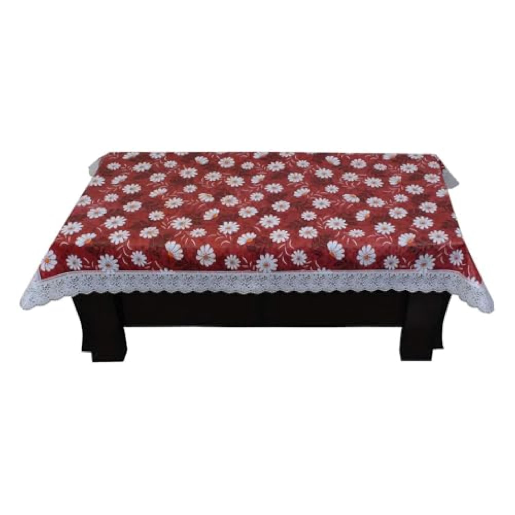 LION'S 2-4 Seater PVC Table Cover, Beige & Brown Squares