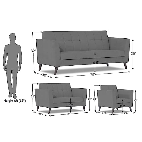 Image of Adorn India Dannis 3+2+1 6 Seater Sofa Set (Grey) (3 Year Warranty)