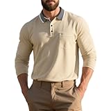 Poloshirt Herren Klassisch Golf Casual Outdoor T-Shirts Leichte Atmungsaktiv Sport Langärmeliges T-Shirt M-Apricot XL