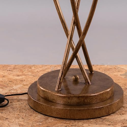 Image of Modern Floor Lamp for Living Room | Gold Standing Lamp with 4 Amber Glass Shades | 3 Color LED Floor Lamp for Bedroom, Corner Lighting & Home Decor