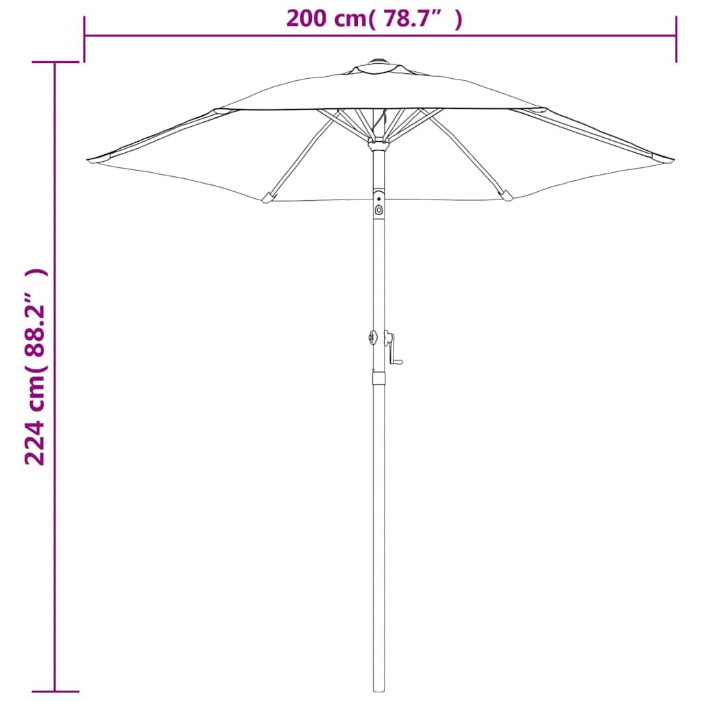 SYDE Parasol aluminiowy z terakoty 200 x 224 cm