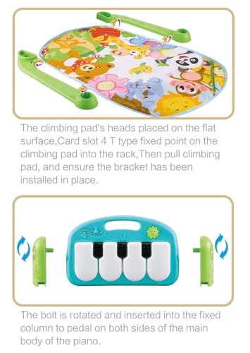 Toysbuddy Baby Piano Play Mat Gym & Fitness Rack with Hanging Rattles Keyboard Set with Music Mode & Additional Rattle Ball - Multicolor - Image 4 thumbnail