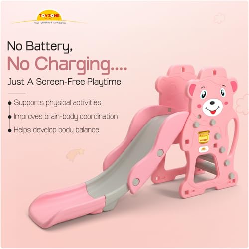 Image of Toyzone Fun Bear Slide for Kids | Baby Play Slide | Indoor & Outdoor Kids Slider | Easy Assembly | Safe Rounded Design | BIS Certified | Made in India |Kids Slide for 2-12 Years, Upto 70 kgs