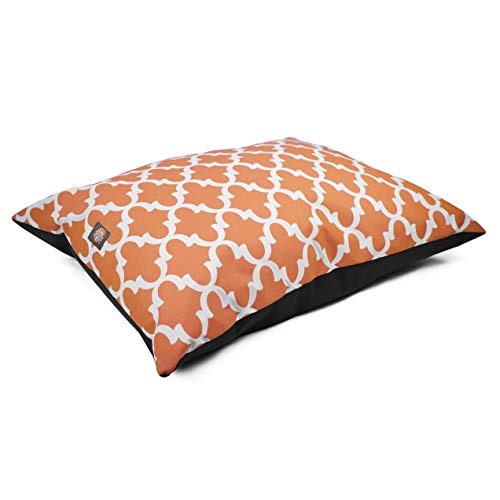 Image of Majestic Pet Rectangle Medium Dog Bed Washable - Non Slip Comfy Pet Bed - Dog Crate Bed Super Value Pillow Dog Bed - Dog Kennel Bed for Sleeping - Dog Bed Medium Breed 35 x 28 Inch - Trellis Orange