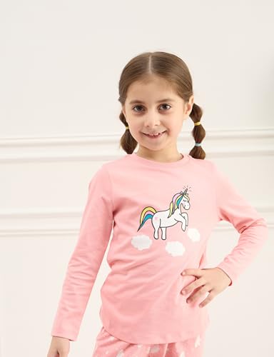 Image of Amazon Brand - Symbol Girls Night Dress | 100% Cotton T-Shirt & Pajama Set | Full Sleeves | Age 2-12 Years