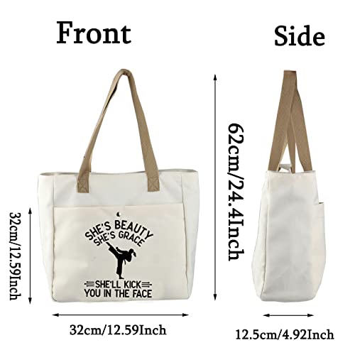 Tobgbe Karate Taekwondo Tote Bag Martial Arts Gift Karate Lover Gift Taekwondo Game Gift (Karate Kick Face Tb) #TOP1