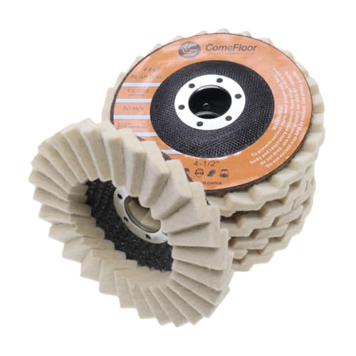 Comefloor 4.5" Wool Felt Flap Disc for Angle Grinder - Polishing Wheel for Stainless Steel, Marble, Wood (115mm, 20mm Thick, 5-Pack)