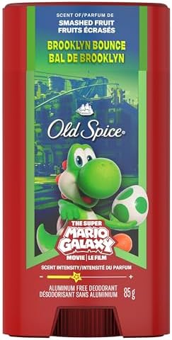 Old Spice Men’s Deodorant Aluminum Free, Brooklyn Bounce, Scent of Smashed Fruit, Old Spice x The Super Mario Galaxy Movie, 24/7 Lasting Freshness, 85 g