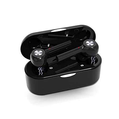 Black Wireless Earbuds, LiuHe Bluetooth V5.0 Headphones TWS Earphones with 1000 Mah Charging Case, IPX5 Waterproof in-Ear Stereo Earbuds with Mic for Sport