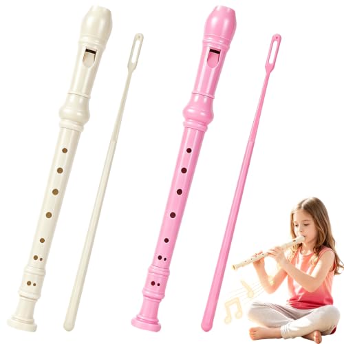 Recorder Instrument for Kids Beginners, 2 Pack 8-Hole Soprano Recorders, German Fingering C Key...