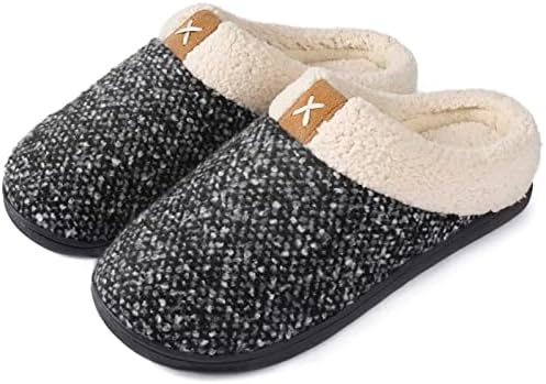 ULTRAIDEAS Mens Slippers, Carpet House Slippers for Men, Mens Gifts, Slip On Pantuflas for Men, Memory Foam, Indoor Outdoor House Shoes, Clogs with Rubber Sole(Meteorite Grey, Size 9-10)