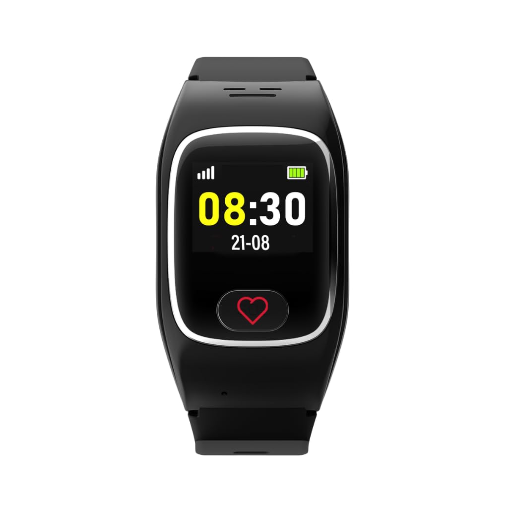James B8 Notruf- & Sicherheitsuhr für Senioren (Schwarz) mit GPS, Sturzerkennung, SOS-Knopf, Pulsmessung & Gesundheitsfunktionen, Familien-App, lauter Alarm, inkl. SIM-Karte & 2 Gratis-Monate Tarif