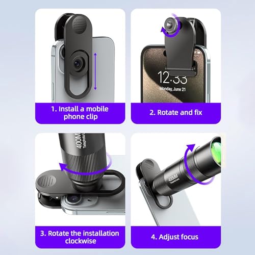 Image of 400mm Telephoto Lens for iPhone Android phone camera, HD Phone Telescope Lens with Universal Clip, for Multi-scene long-distance photography like Wildlife, Sports, concert, flower, etc.