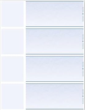 Laser 4-Up Wallet, Blank Check Stock - 2000 Checks / 500 Sheets Blue