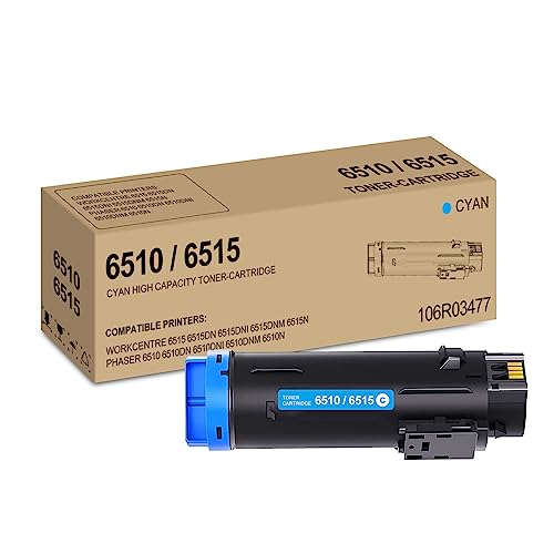 Phaser 6510 / Workcentre 6515 Cyan High Capacity Toner-Cartridge Compatible for Xerox 106R03477 for Xerox WorkCentre 6515DN 6515DNI 6515DNM 6515N, Phaser 6510DN 6510DNI 6510DNM 6510N Printer, 1 Pack