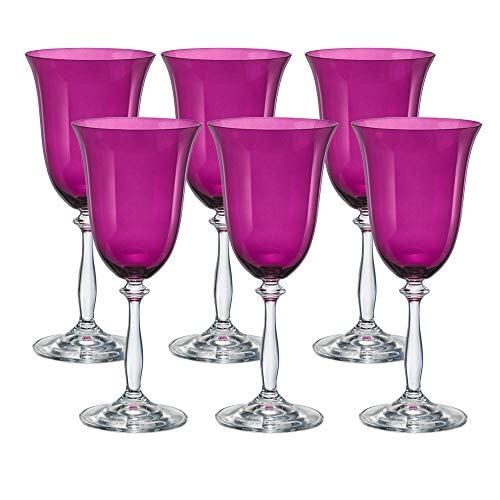 JG 6 TACAS AGUA ANGELA COLORIDA CRISTAL ECOLOGICO 350ML 22CM