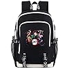 Roffatide Anime Backpack for Boys Printed Schoolbag Laptop Rucksack with USB Charging Port & Headphone Port Black