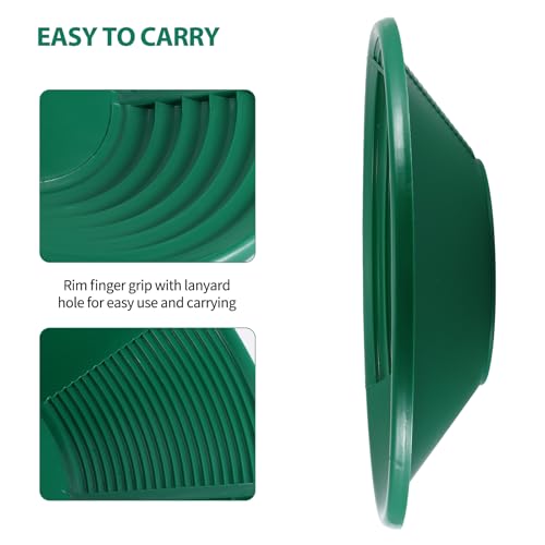 YUNYODA Goldpfanne für Goldwasch, 38,5 x 8,5cm Goldwaschpfanne aus Kunststoff, Gold Pan Basin Nugget Mining Baggern Schürfen Sieben Schwenken Goldwannenbecken (Grün)