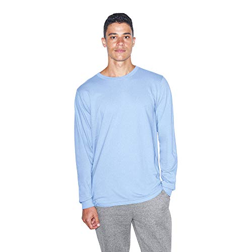 American Apparel Men's Fine Jersey Crewneck Long Sleeve T-Shirt, Baby Blue, Large