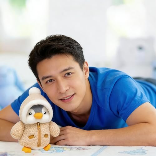 PDirat Pinguin Kuscheltier mit verkleidbarem Hut, 30cm Größe, Weiches Kuschelgut, Ideal Als Schlafbegleiter Und Innenraumdekoration