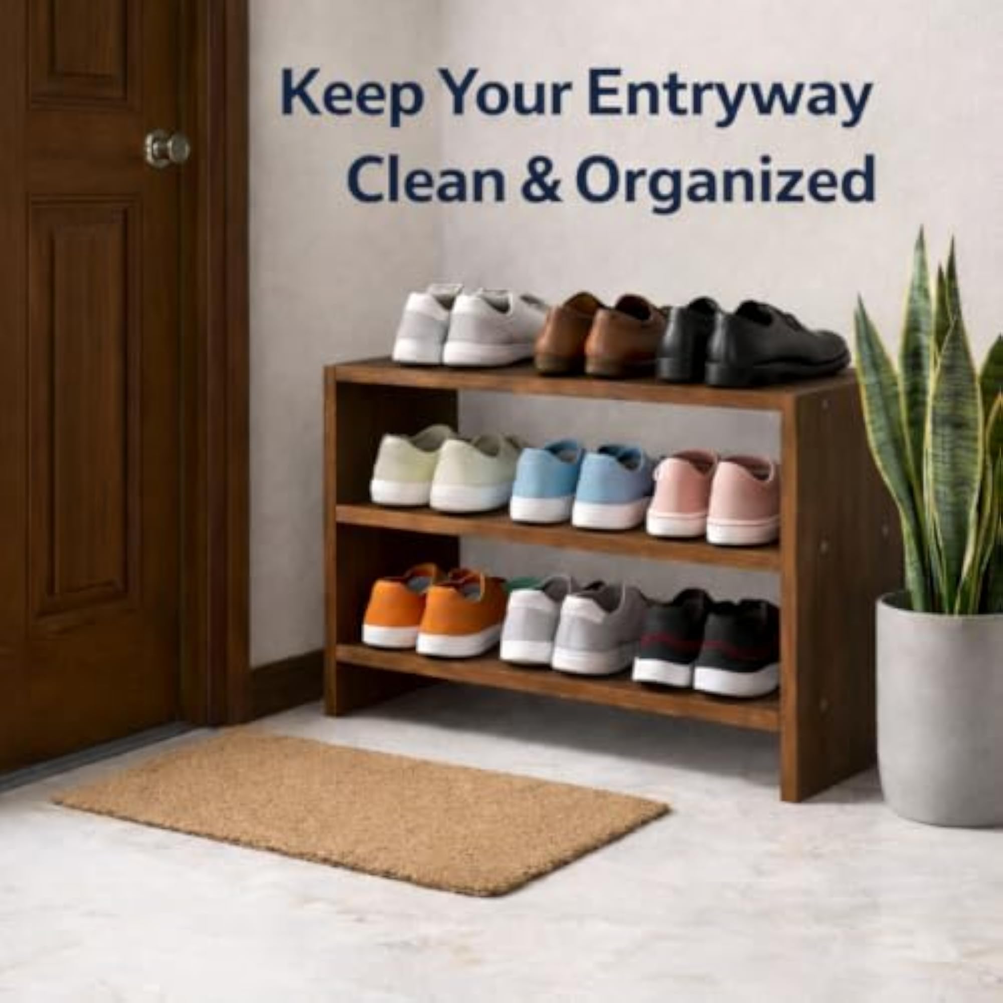 Wooden 3 Tier Shoe Rack & Slipper Organizer Stand