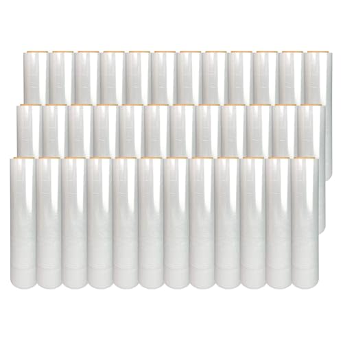 ストレッチフィルム15μ相当品 梱包材 厚さ 12μ メタロセン強化材入り 幅500mm×300m 手巻き用 梱包 透明梱包用フィルム6箱(6箱(36本入り))