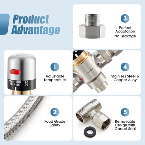 Image of Hot Water Recirculating Pump Kit with Extra Bypass Valve Bundle - 1 Circulation Pump & 2 Stainless Steel Sensor Valve Kits for Tank Water Heaters, Instant Hot Water to Multiple Fixtures