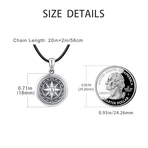 TANGPOET Personalized Compass Locket Necklace for Men Women 925 Oxidized Silver Lockets Necklace that Holds Two Pictures Memorial Photo Jewelry Birthday Christmas Fathers Day Graduation Gifts3