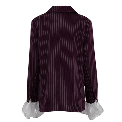 Blazer de smoking à rayures femme manteau business work chic manches volants