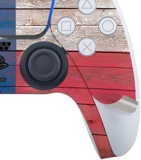 Skinit Decal Gaming Skin Compatible with PS5 Bundle - Texas Flag Dark Wood Design
