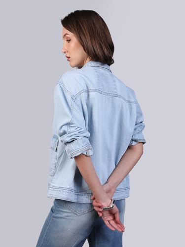 Image of Urbano Fashion Women's Relaxed Fit Full Sleeve Utility Denim Jacket