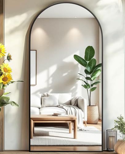 Image of 71 inchx32 inch Floor Mirror Full Length, Arched Full Length Mirror with Stand, Large Full Body Mirrors for Bedroom Living Room or Cloakroom Black