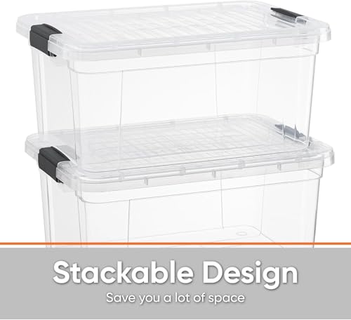 Image of Superio 6.6 Quart Clear Plastic Storage Boxes with Lids, Stackable Organizer Containers, BPA-Free Storage Bins for Home, Office, School & Dorm, 6 Pack