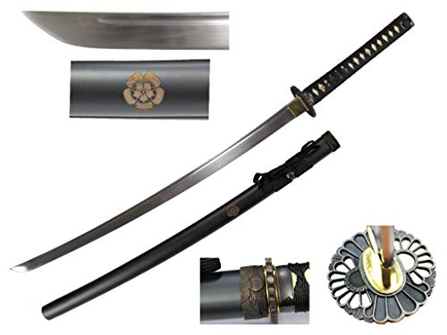 Musha Hand Forged Japanese Katana Samurai Sword - 1045 High Carbon Steel Full Tang Blade for Collection, Gift, Straw Mat Cutting Practice