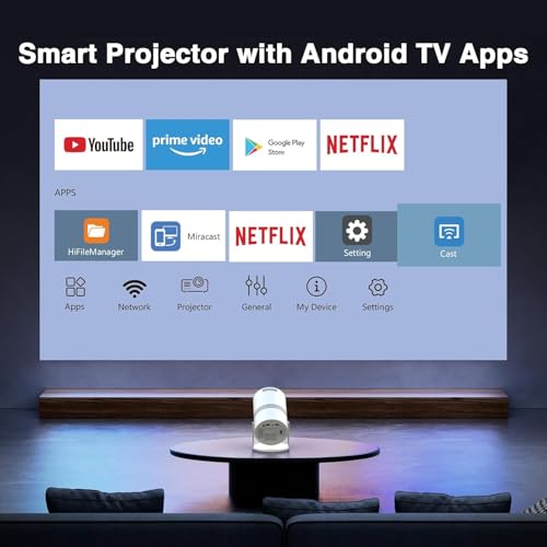 Hy300, by Salange, Smart Portable Android 11 Mini Projector, 220 ANSI, 4K/1080P, Wi-Fi 5G BT 5.0, 180 Degree Rotation (A2) - Image 3