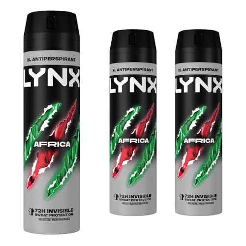 Lynx XL Antitranspirante Africa The G.O.A.T. of Fragrance 72 horas de protección contra el olor y el sudor con el aroma único desodorante masculino para hombres, 200 ml, paquete de 3 Lynx XL Antitranspirante Africa The G.O.A.T. of Fragrance 72 horas de protección contra el olor y el sudor con el aroma único desodorante masculino para hombres, 200 ml, paquete de 3